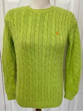 Ralph Lauren Bright Lime Cable Knit Sweater